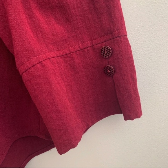 Habitat Button Front Shirt Large Burgundy 3/4 Sleeves - Picture 5 of 9